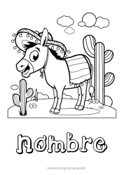 Dibujo libre Animales Cactus México Animales de granja Sombrero Burro