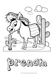 Dessin gratuit Animal Cactus Mexique Animaux de la ferme Sombrero âne