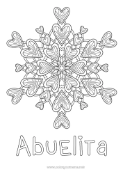 Niño página para colorear Corazón Mandala Te amo Copos de nieve