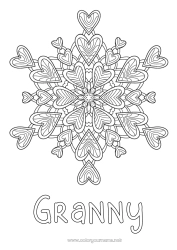 Child coloring page Heart Mandala I love you Snowflakes