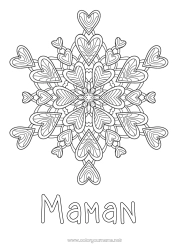 Coloriage enfant Coeur Mandala Je t'aime Flocons de neige