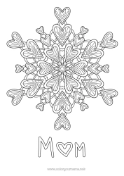 Child coloring page Heart Mandala I love you Snowflakes
