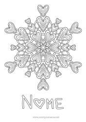 Desenho grátis Coração Mandala Eu te amo Flocos de neve