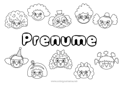 Pagină de colorat personalizată Clovn Carnaval Circul Cap