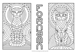 Gratis färgläggning Katt Djur Zentangle Hundar och katter