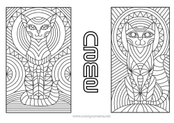 Free coloring Cat Animal Zentangle Dog and cat