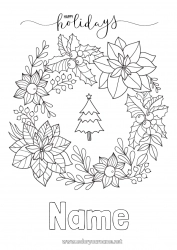 Free drawing Christmas tree Christmas wreath Holly Poinsettia Poinsettia