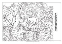 Gratis farvelægning Stearinlys Græskar Halloween Mandala