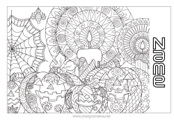 Free colouring Candle Pumpkin Halloween Mandala