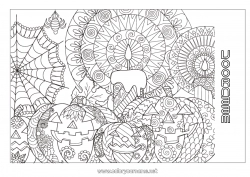 Gratis kleurplaat Kaars Pompoen Halloween Mandala