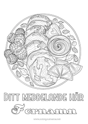 Färgläggningssida att anpassa Kyndelsmässan Pannkakor Frukter Komplexa målarbilder Zentangle Orange