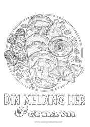 Gratis tegning Kyndelsmesse Pannekaker Frukter Komplekse fargelegginger Zentangle Oransje