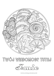 Kolorowanka do personalizacji Święto Naleśników Naleśniki Owoce Złożone kolorowanki Zentangle Pomarańczowy