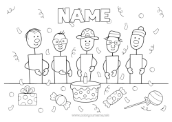 Colouring to customise Sweets Cake Gifts Birthday Party