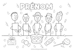Dessin gratuit Bonbons Gâteau Cadeaux Anniversaire Fête