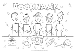 Gratis tekening Snoepjes Taart Cadeaus Verjaardag Feest