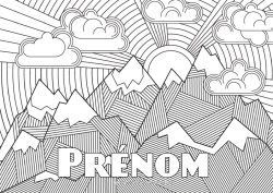 Coloriage gratuit Zentangle Montagne