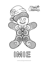 Kolorowanka do personalizacji Boże Narodzenie Piernik Zentangle 