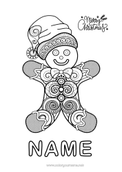 Free colouring Christmas Gingerbread Zentangle 