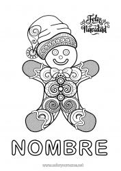 Dibujo libre Navidad Pan de jengibre Zentangle Mensaje “Feliz Navidad”