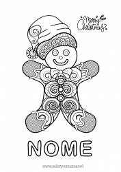 Desenho grátis Natal Pão de Gengibre Zentangle Mensagem de 