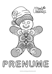 Pagină de colorat personalizată Crăciun Pâine cu mirodenii Zentangle 