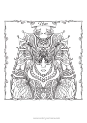 Free colouring Mask Carnival Complex colouring pages