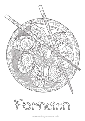 Färgläggningssida att anpassa Mat Japan Zentangle Ägg Ramen