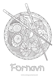 Fargeleggingssiden å tilpasse Mat Japan Zentangle Egg Ramen