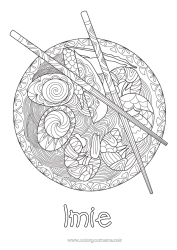 Kolorowanka za darmo Jedzenie Japon Zentangle Jajko Ramen