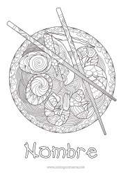 Colorear gratis Alimento Japón Zentangle Huevo Ramen