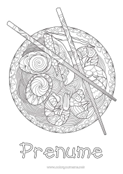 Pagină de colorat personalizată Mâncare Japon Zentangle Ouă Ramen