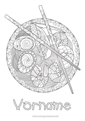 Malvorlage anpassen Essen Japan Zentangle Ei Ramen