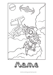 Colouring to customise Robot Space Cartoon