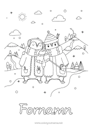 Gratis färgläggning Snö Vinter Pingvin, Pinguin Djur Fåglar och flygande däggdjur Sjal