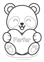 Gratis färgläggning Söt Hjärta Söt Jag älskar dig. Djur Panda Stort hjärta Lätta målarbilder Andra djur i världen