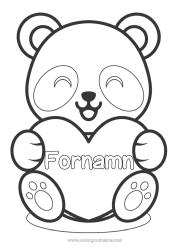 Gratis färgläggning Söt Hjärta Söt Jag älskar dig. Djur Panda Stort hjärta Lätta målarbilder Andra djur i världen