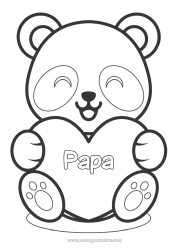 Kinder-Malvorlage Niedlich Herz Kawaii Ich liebe dich Tier Panda Großes Herz Einfache Ausmalbilder Andere Tiere der Welt