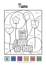 Colouring to customise Gifts Figure Balloons Party Magic Colouring Books Children's Activities Subtractions Additions