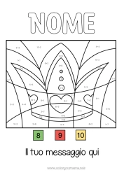 Disegno gratuito Colorare per numeri Corona Epifania Sottrazioni Addizioni Galette dei Re