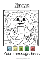 Colouring to customise Magic Colouring Books Animal Snake Subtractions Multiplications Additions Reptiles