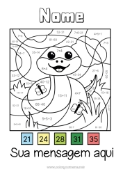 Desenho grátis Colorir por números Animal Serpente Subtrações Multiplicações Adições Répteis