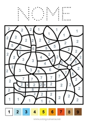 Disegno gratuito Numero Veicoli Colorare per numeri Elicottero Disegni da colorare facili Veicoli aerei