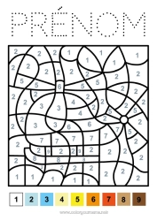 Coloriage à personnaliser Chiffre Véhicules Coloriages magiques Hélicoptère Coloriages faciles Véhicules aériens