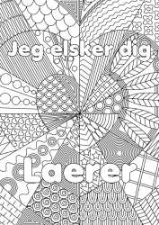 Gratis farvelægning Hjerte Jeg elsker dig. Søster Ven, Veninde Barnepige Komplekse farvelægninger Zentangle