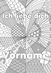 Kostenlose Malvorlage Herz Ich liebe dich Schwester Freund Kindermädchen Komplexe Ausmalbilder Zentangle