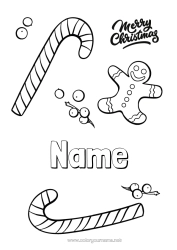 Colouring to customise Christmas Gingerbread Candy Cane