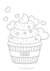 Child coloring page Cake Heart I love you Food Treats Cupcake