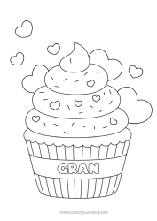 Free colouring Cake Heart I love you. Food Treats, sweets Fairy cake