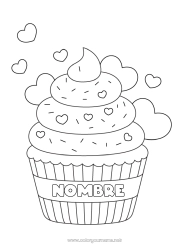 Colorear para personalizar Tarta Corazón Te amo Alimento Golosinas Magdalena